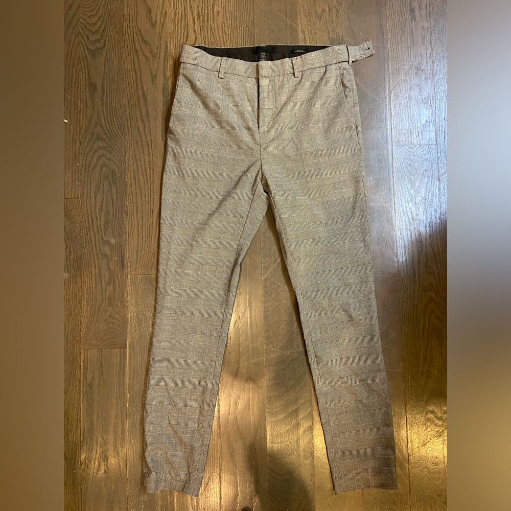 H&M cropped pant, black&white striped